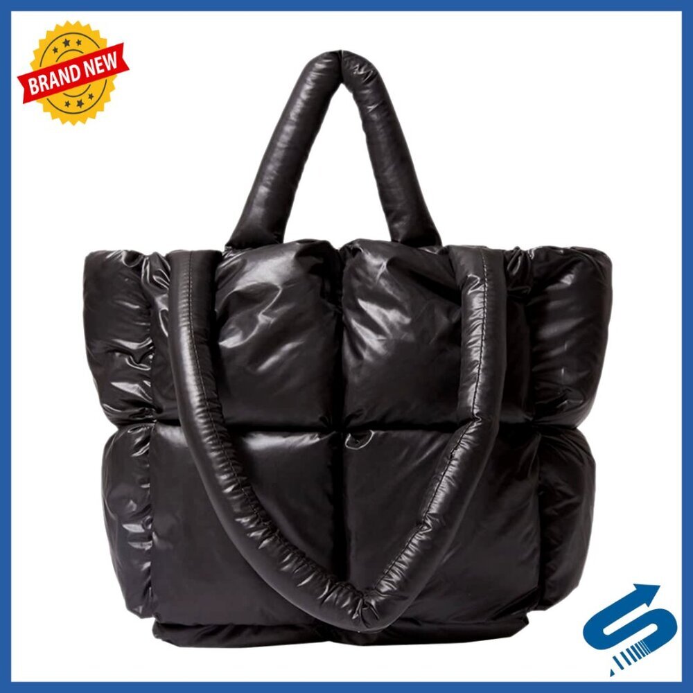 Puffer Tote Bag for Women, Lightweight Down Cotton Padded Quilted Shoulder